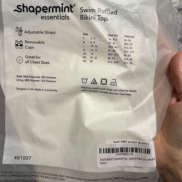 New Shapermint Ruffle Bikini Top Medium - Picture 5 of 5
